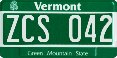 VT license plate ZCS042