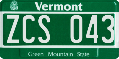 VT license plate ZCS043