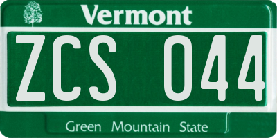 VT license plate ZCS044