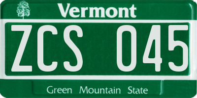 VT license plate ZCS045