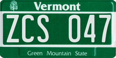 VT license plate ZCS047
