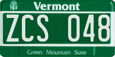 VT license plate ZCS048