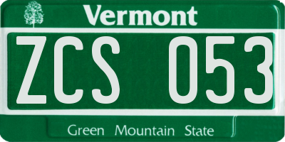 VT license plate ZCS053
