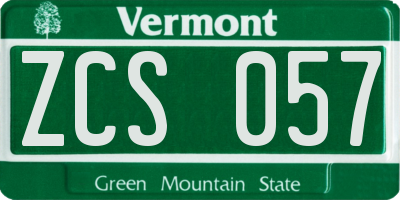 VT license plate ZCS057