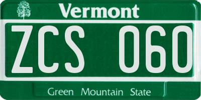 VT license plate ZCS060