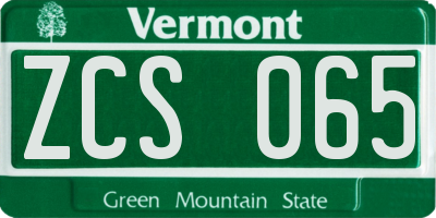 VT license plate ZCS065