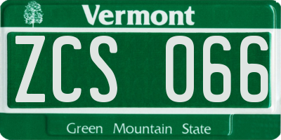 VT license plate ZCS066