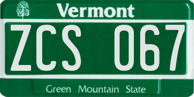 VT license plate ZCS067
