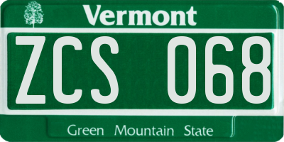 VT license plate ZCS068