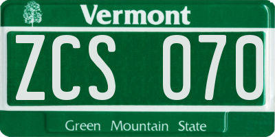 VT license plate ZCS070