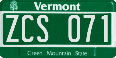 VT license plate ZCS071