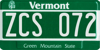 VT license plate ZCS072
