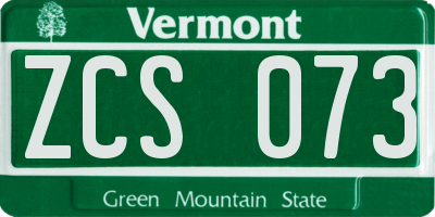 VT license plate ZCS073
