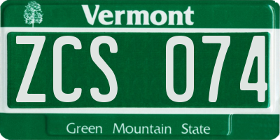 VT license plate ZCS074