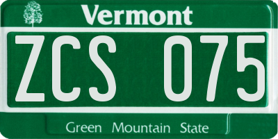 VT license plate ZCS075