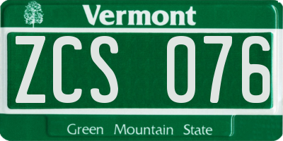 VT license plate ZCS076