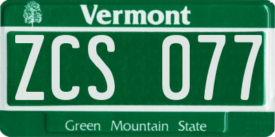 VT license plate ZCS077