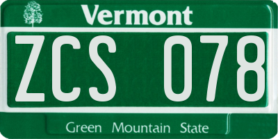 VT license plate ZCS078