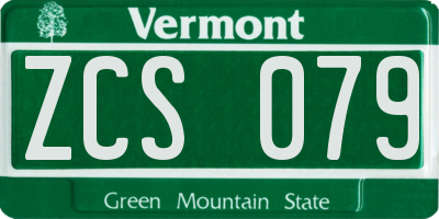 VT license plate ZCS079