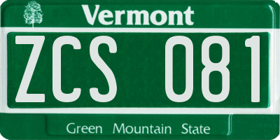 VT license plate ZCS081