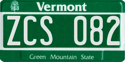 VT license plate ZCS082