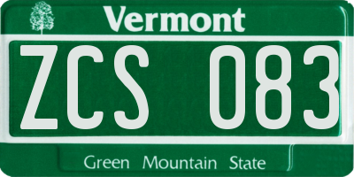 VT license plate ZCS083