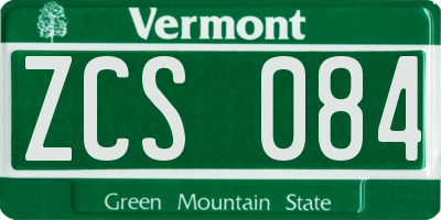 VT license plate ZCS084