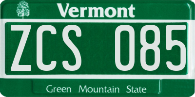 VT license plate ZCS085