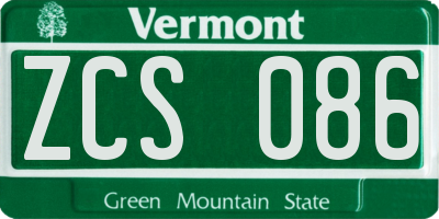VT license plate ZCS086