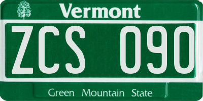 VT license plate ZCS090