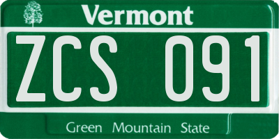 VT license plate ZCS091