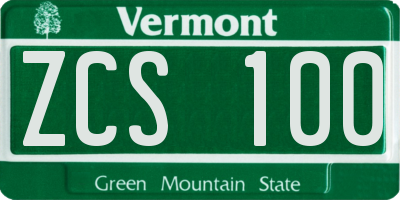 VT license plate ZCS100
