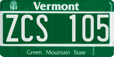 VT license plate ZCS105