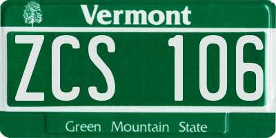 VT license plate ZCS106