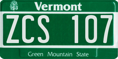 VT license plate ZCS107