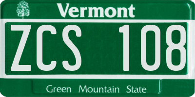 VT license plate ZCS108