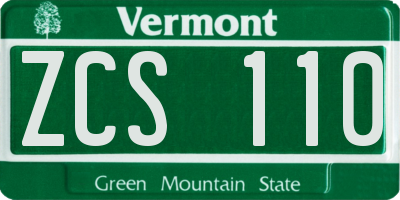 VT license plate ZCS110