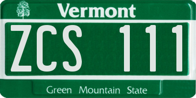 VT license plate ZCS111