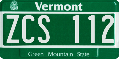 VT license plate ZCS112