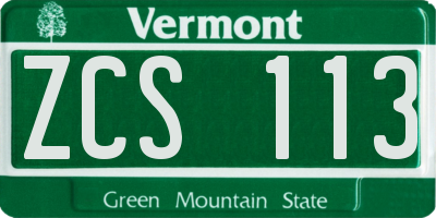 VT license plate ZCS113