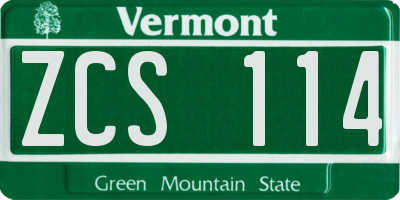 VT license plate ZCS114