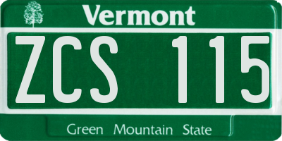VT license plate ZCS115