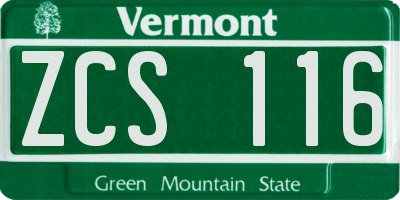 VT license plate ZCS116
