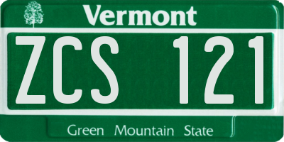 VT license plate ZCS121