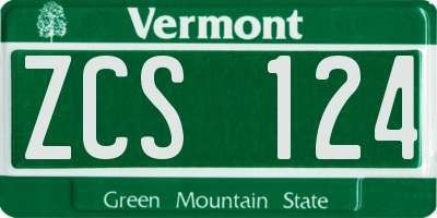 VT license plate ZCS124
