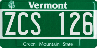 VT license plate ZCS126