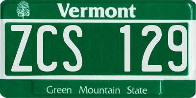 VT license plate ZCS129
