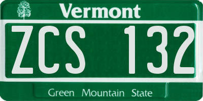VT license plate ZCS132