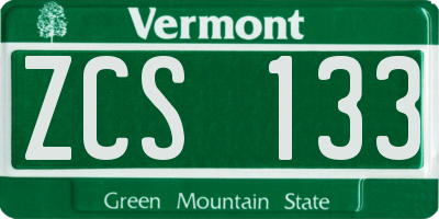 VT license plate ZCS133