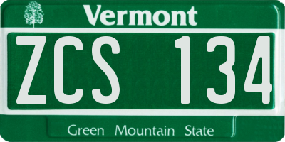 VT license plate ZCS134